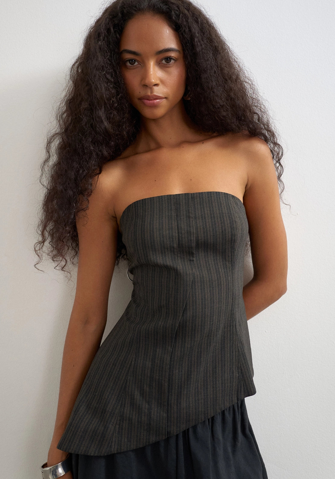 Tascha Asymmetric Bandeau Top - Chocolate Brown
