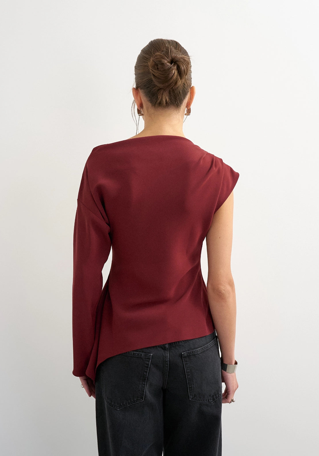 Tena One Shoulder Long Sleeve Top - Port