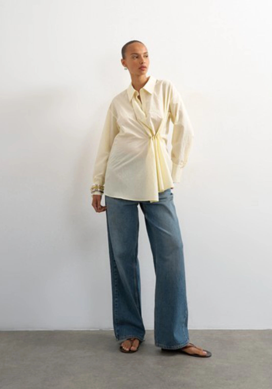 Elisa Long Sleeve Cinch Shirt - Yellowtail