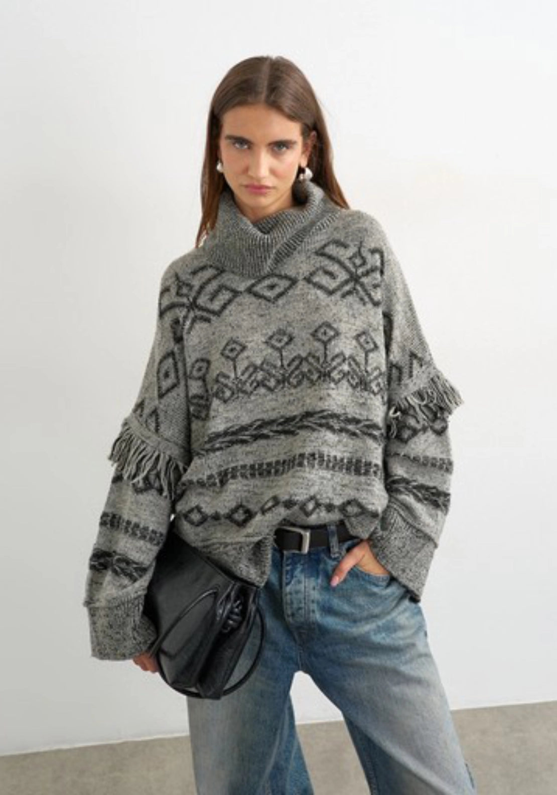 Fenya Knitted Oversized Jumper - Grey