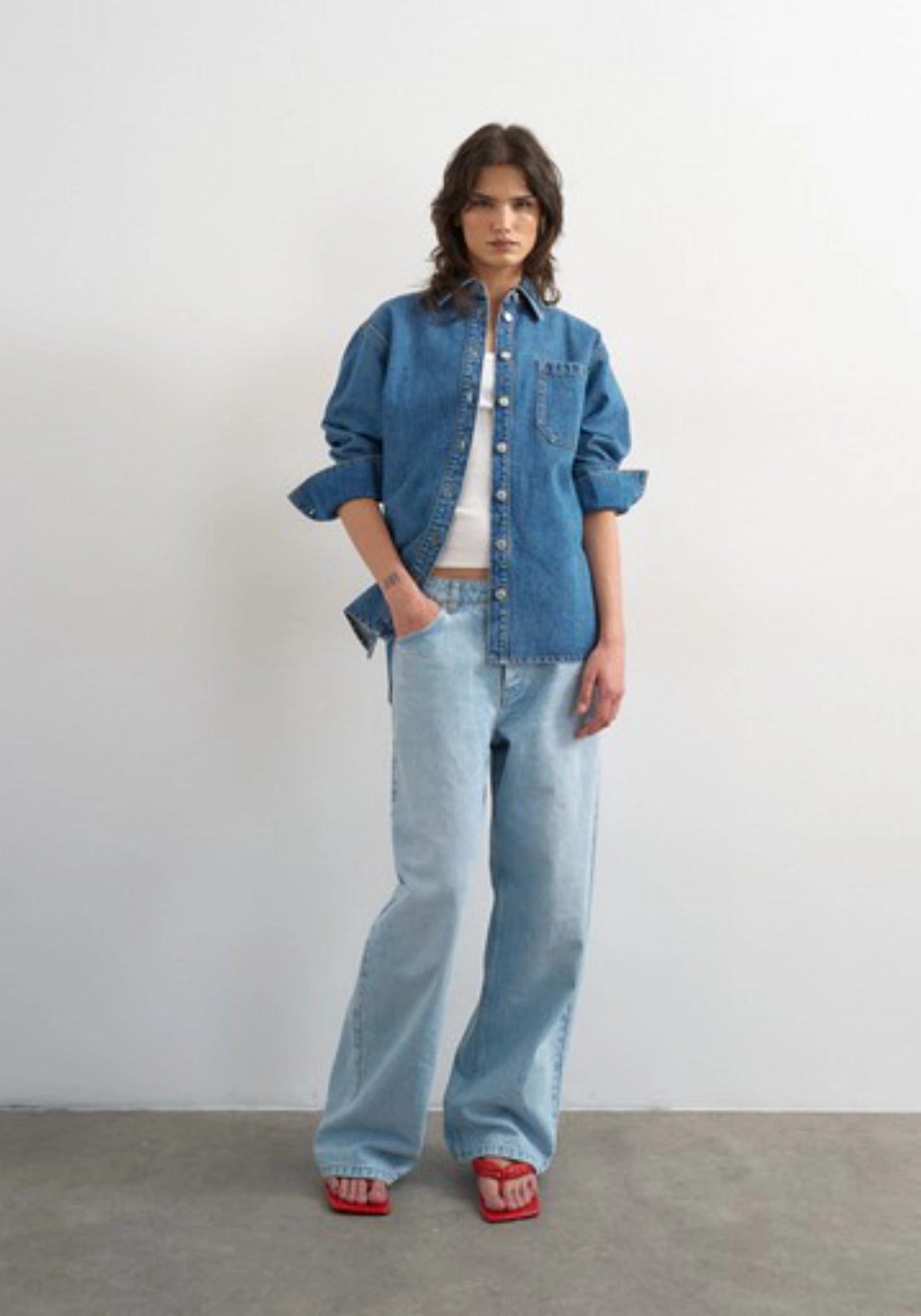 Esther Oversized Shacket - Blue Denim