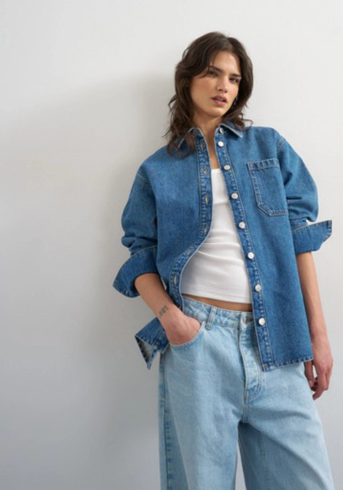 Esther Oversized Shacket - Blue Denim