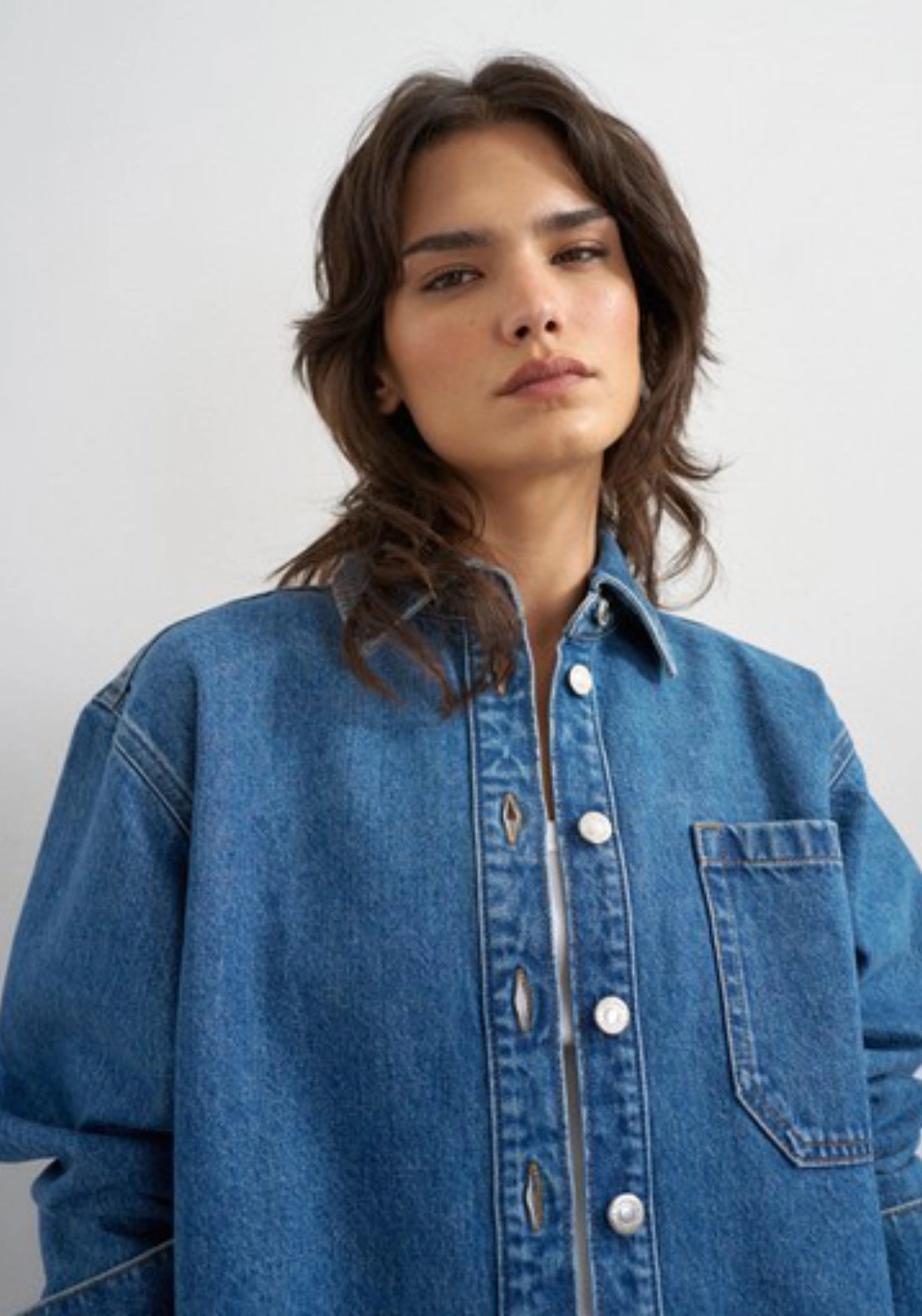 Esther Oversized Shacket - Blue Denim