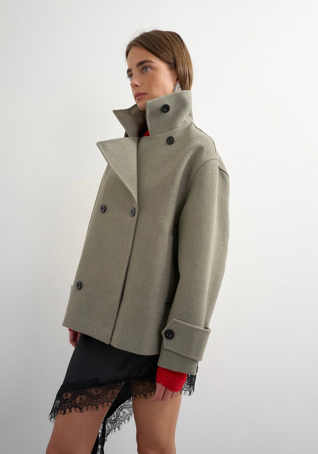 Thea Funnel Neck Jacket - Grey