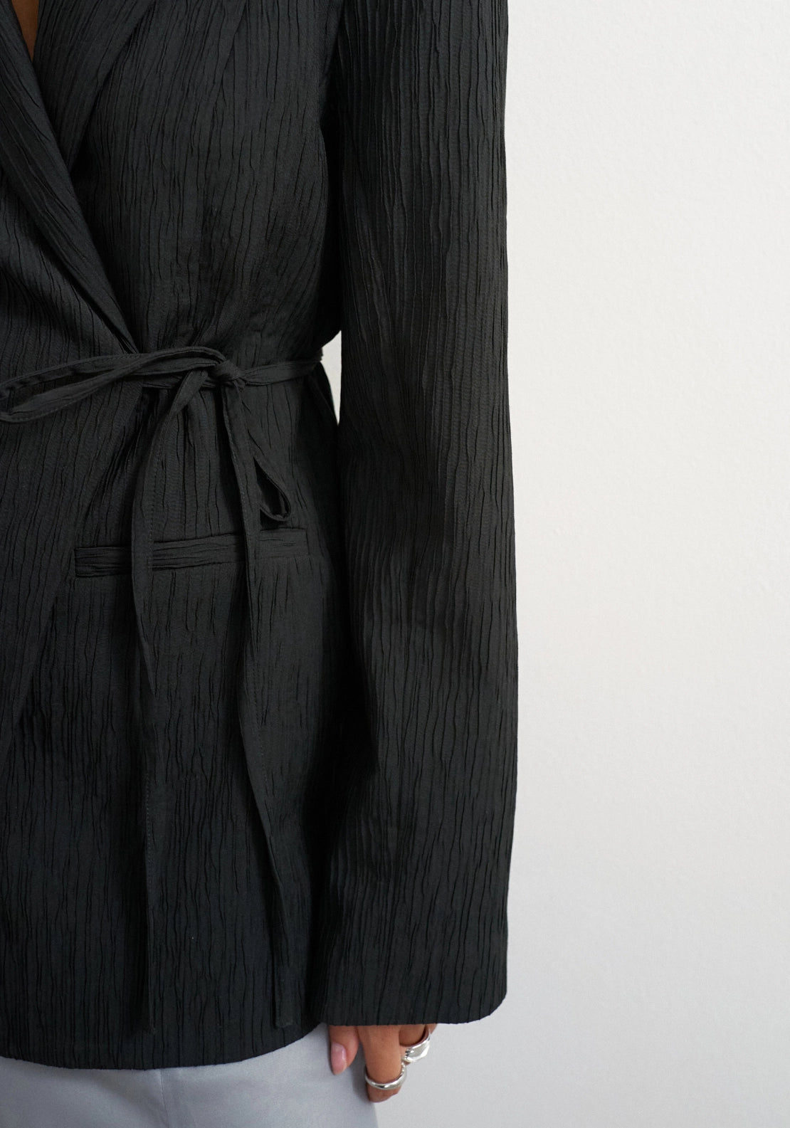 Tiri Tie Waist Blazer - Black