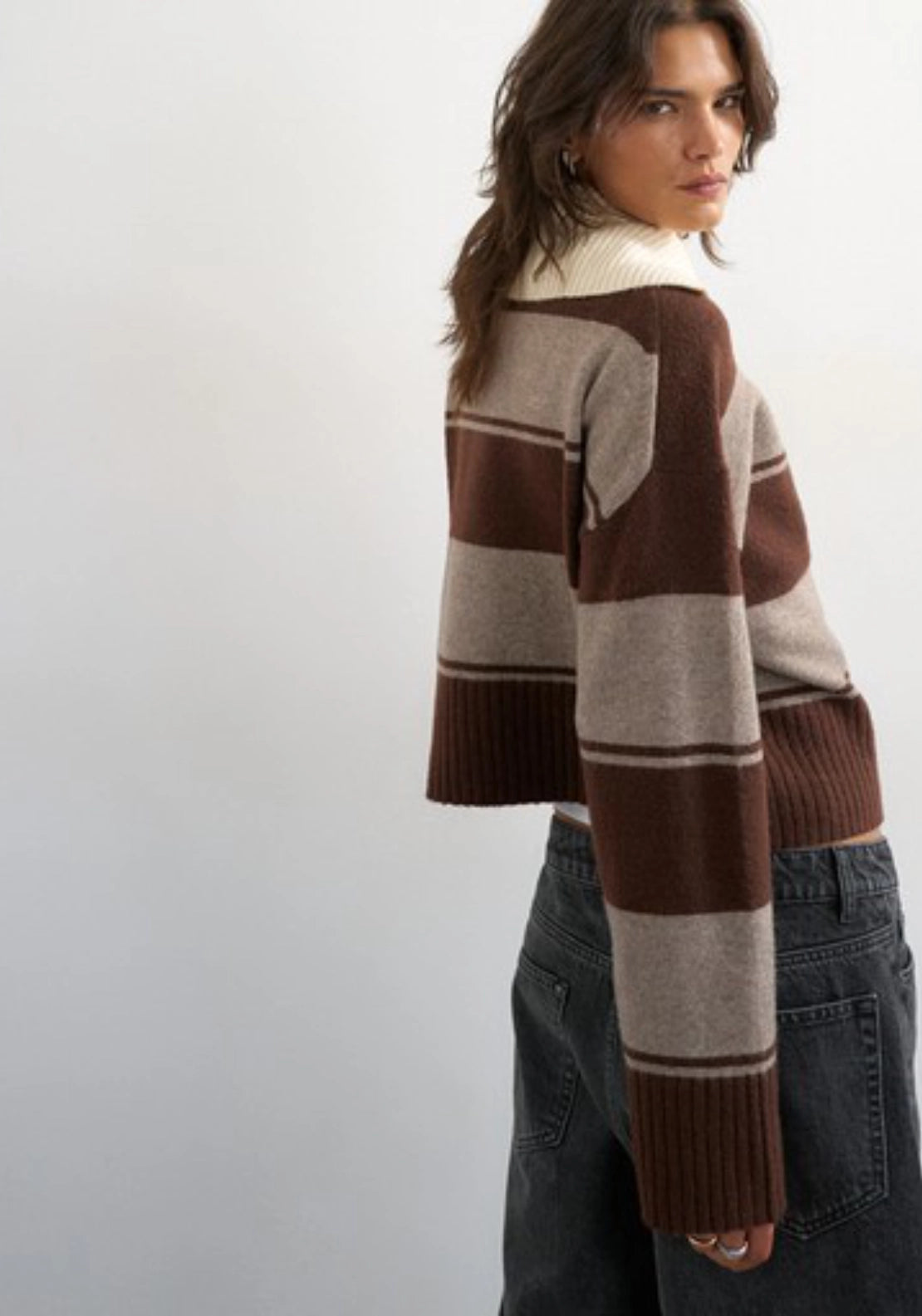 Cami Knitted Rugby Polo - Chocolate Brown