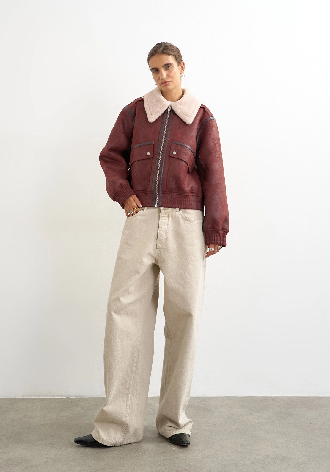Sidsel Aviator Jacket - Red Heart