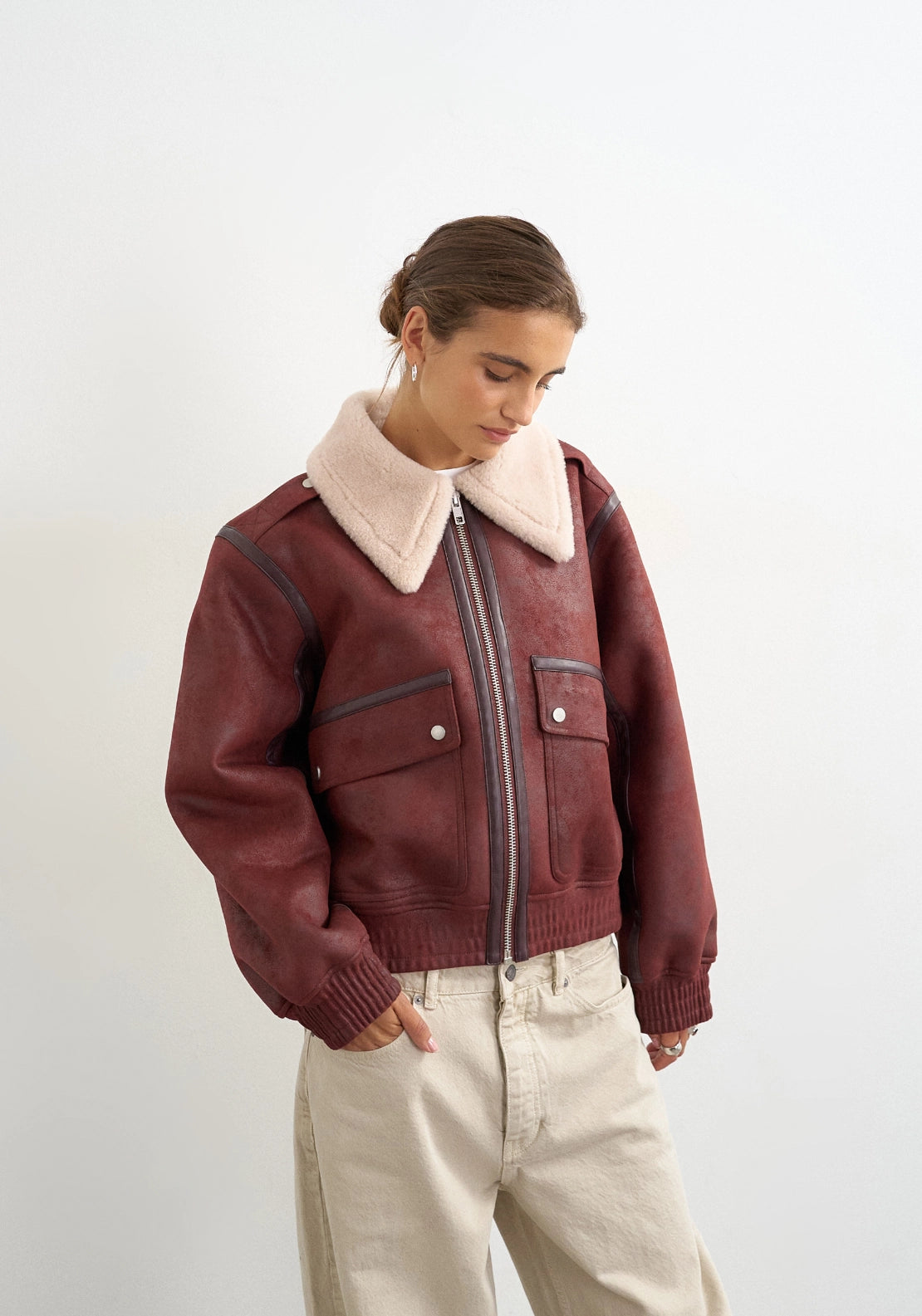 Sidsel Aviator Jacket - Red Heart