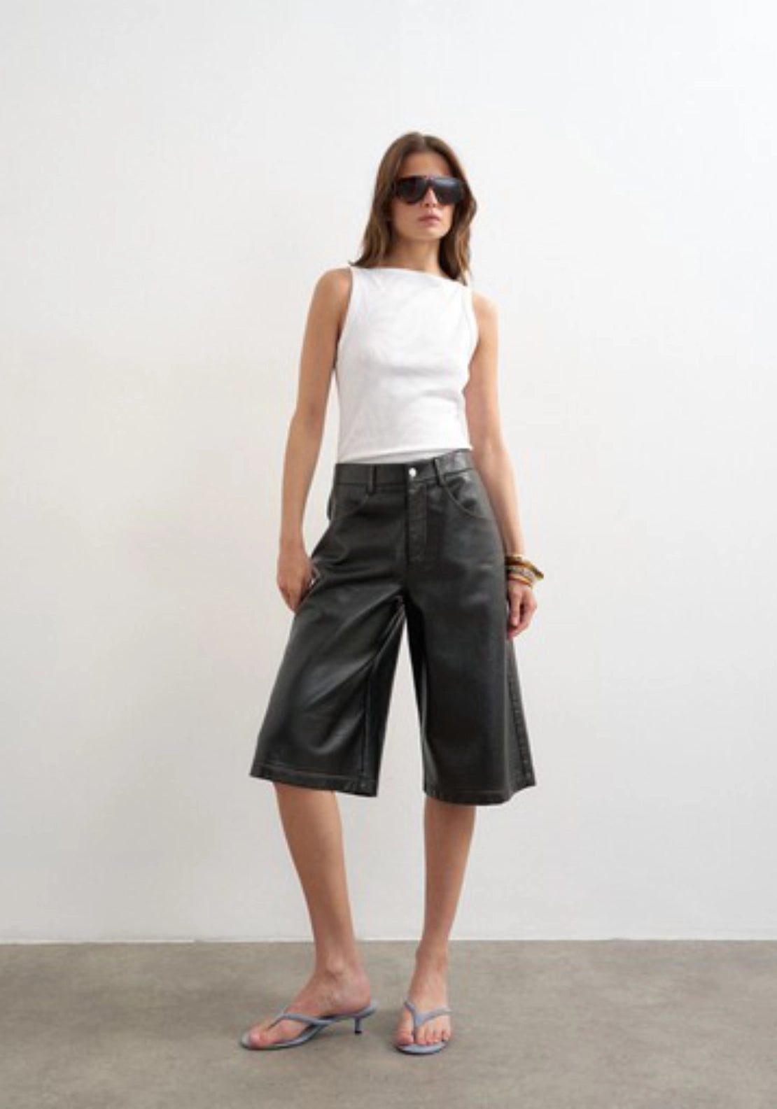 Silje Coated Shorts - Black