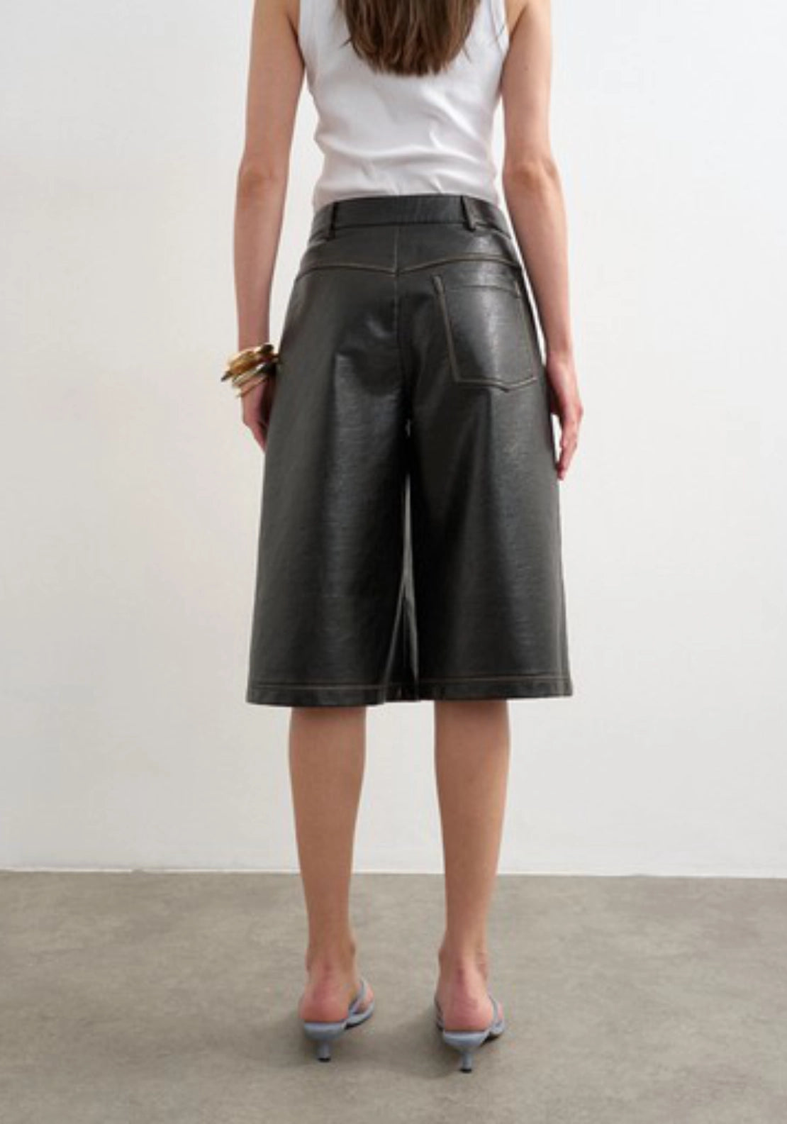 Silje Coated Shorts - Black