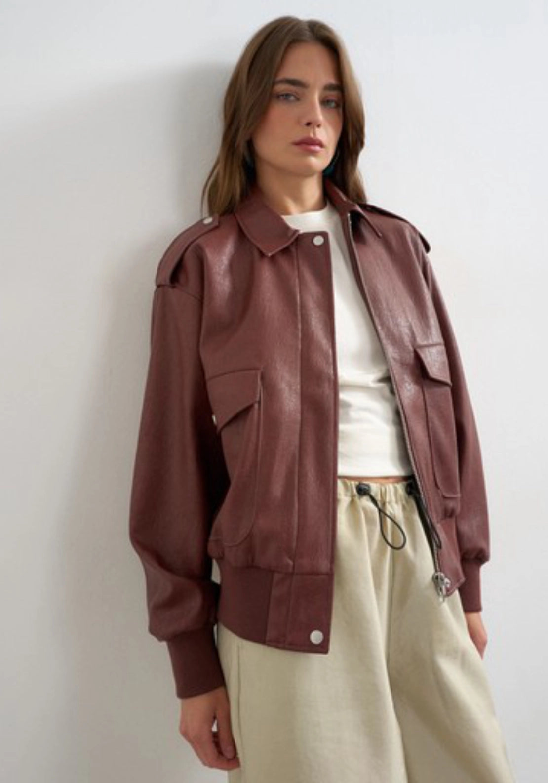 Summi Coated Bomber - Burgundy