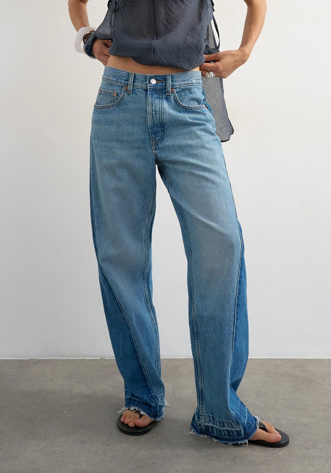 Horizon Medium Rise Wide Leg Jeans - Blue Denim