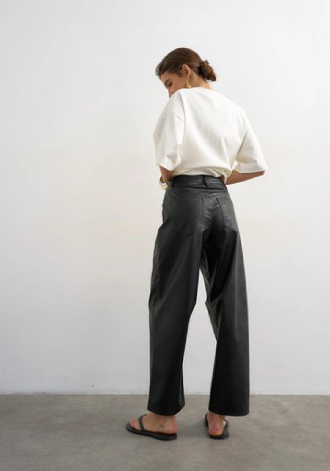 Talla Coated Barrel Trousers - Black