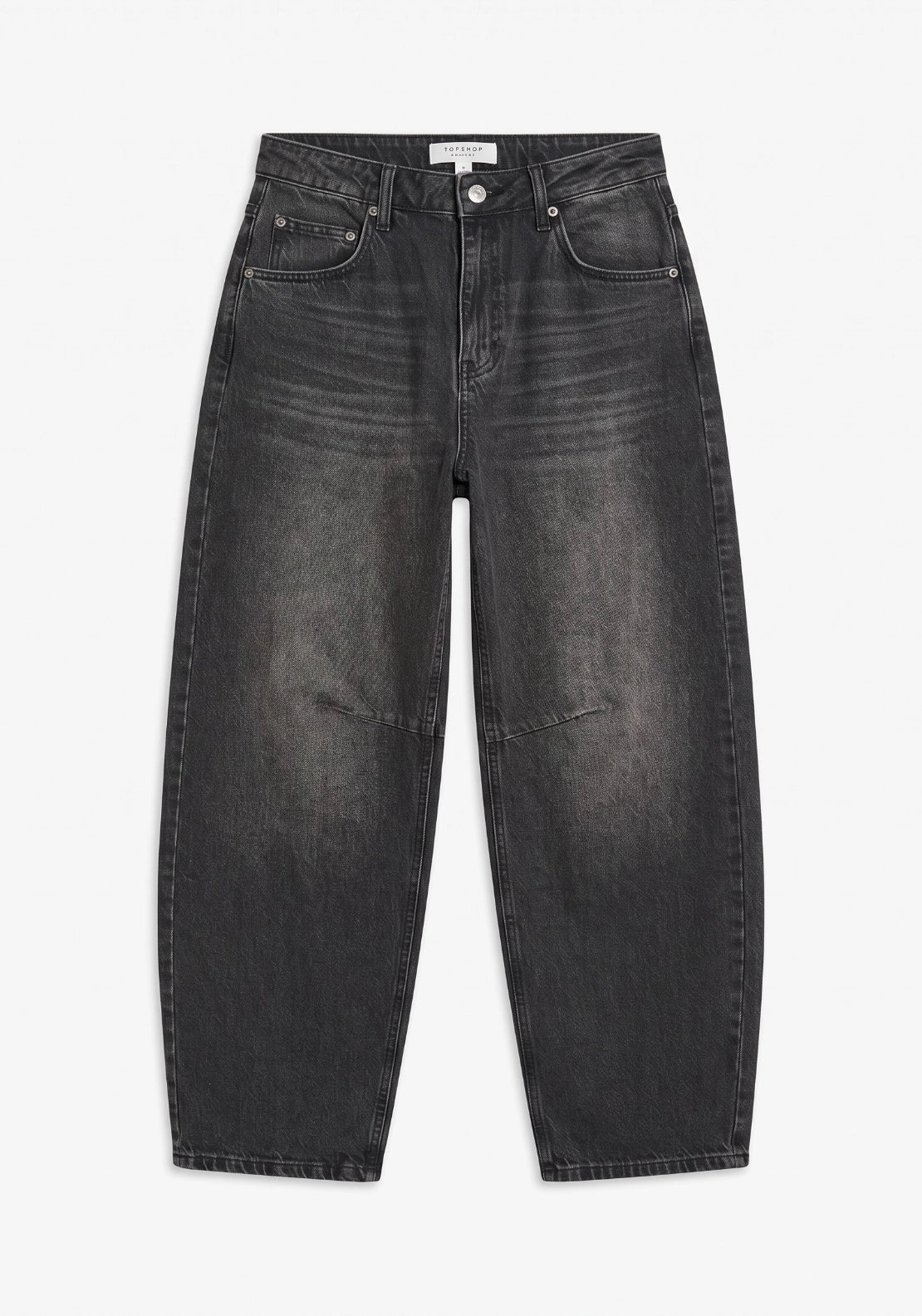 Topshop High-Rise Barrel Leg Jeans - Black Denim 5 Shaws Department Stores