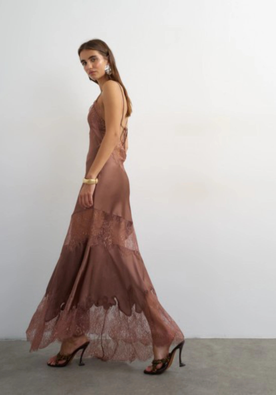 Ilisa Sleeveless V-Neck Maxi Slip Dress - Mole
