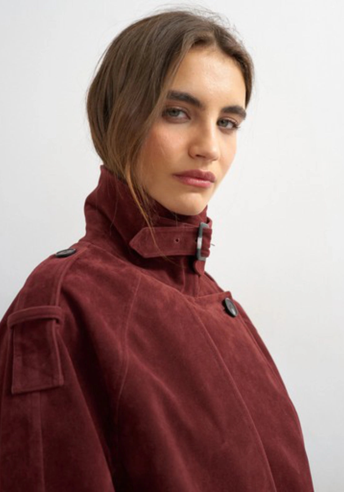 Sikka Cropped Trench - Burgundy
