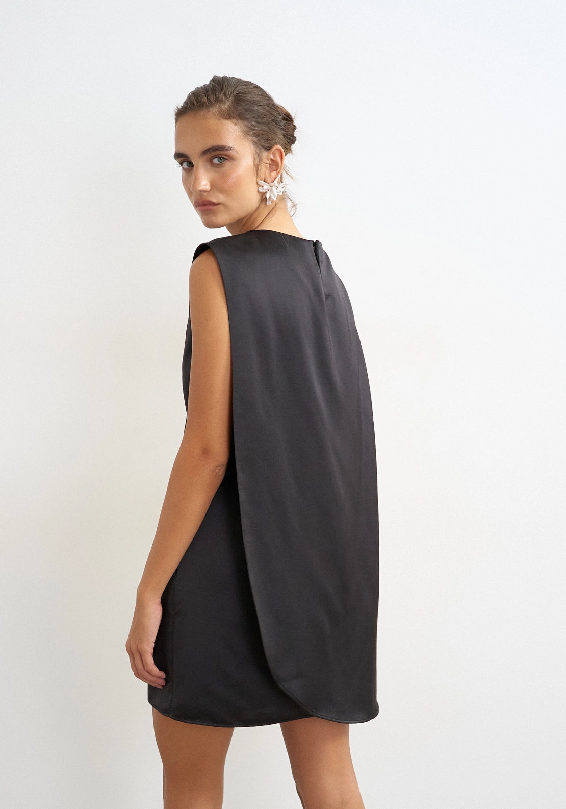 Trille Sleeveless Satin Mini Dress - Black