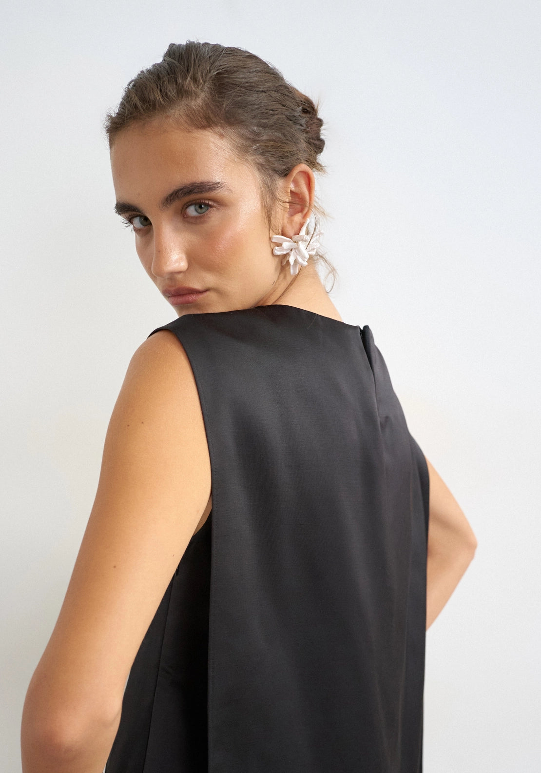 Trille Sleeveless Satin Mini Dress - Black