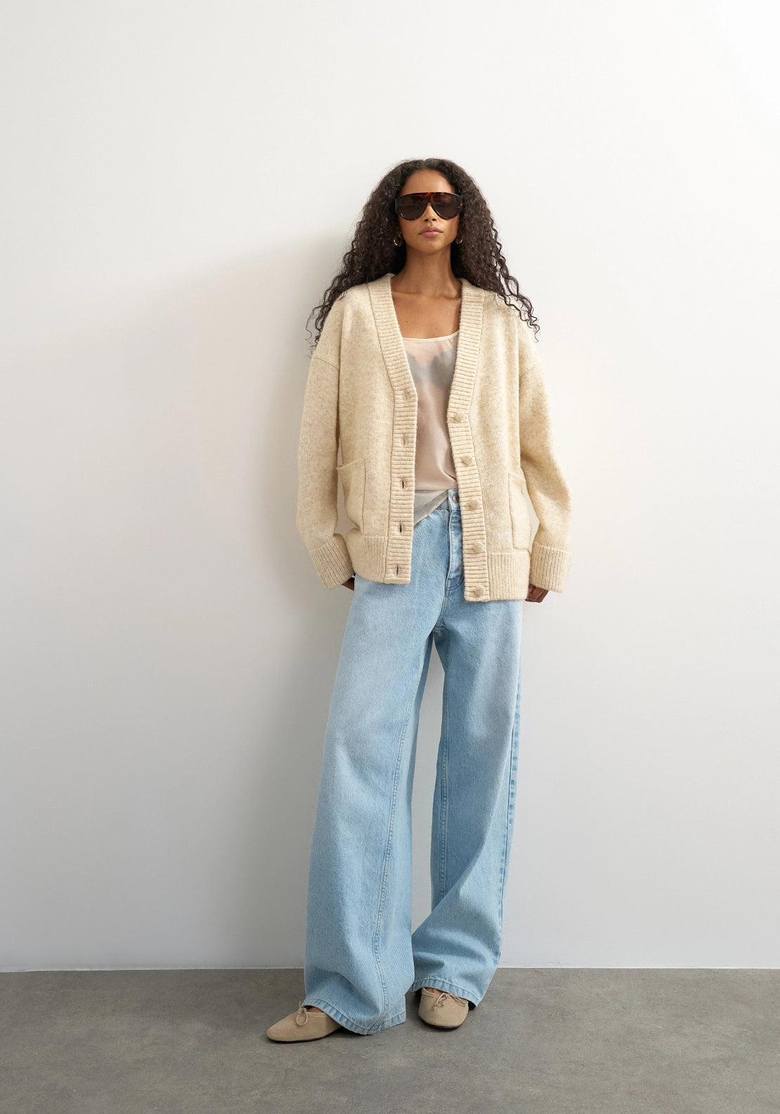 Rinna Long Sleeve Long Cardigan - Beige