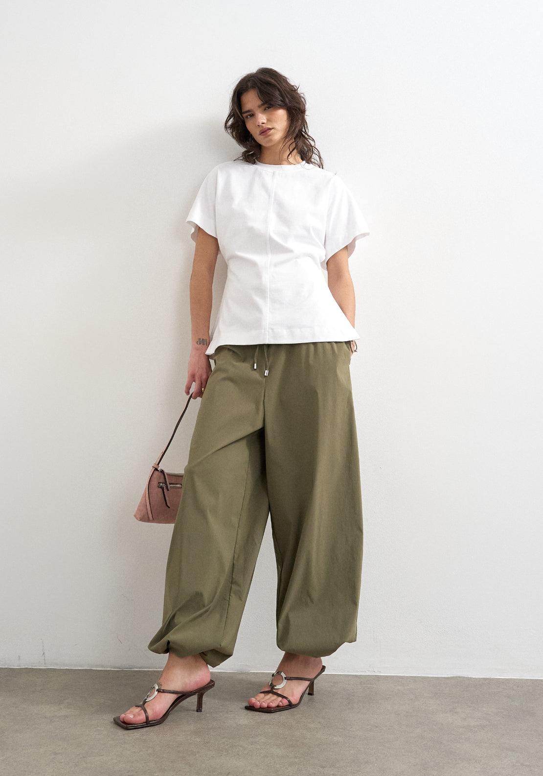 Topshop Balia Balloon Trousers - Green 5 Shaws Department Stores