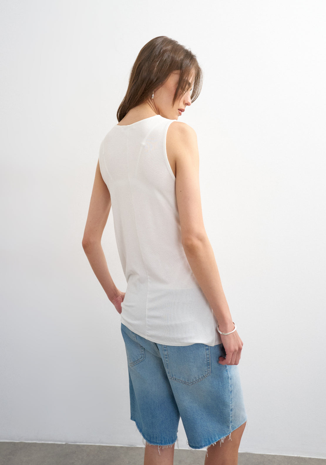 Topshop Clara Drape Side Tank Top - White 2 Shaws Department Stores