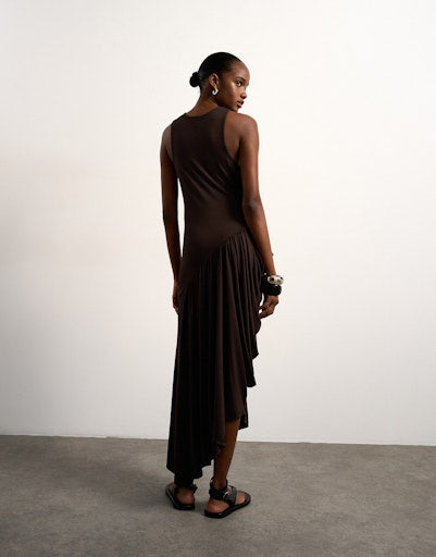 Topshop Julie Bubble Ham Maxi Dress - Chocolate Brown 2 Shaws Department Stores