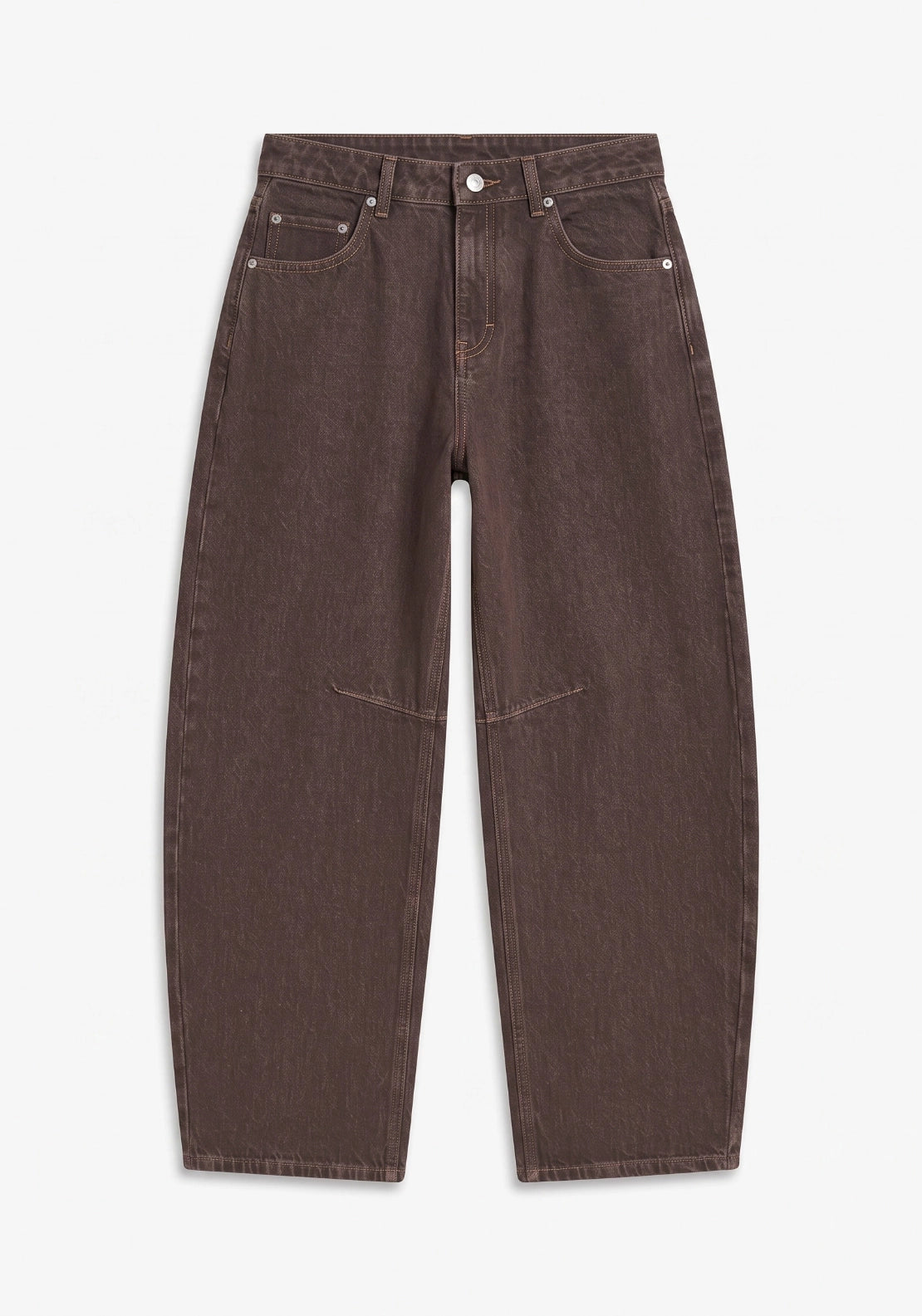 Topshop High-Rise Barrel Leg Jeans - Brown Denim 5 Shaws Department Stores