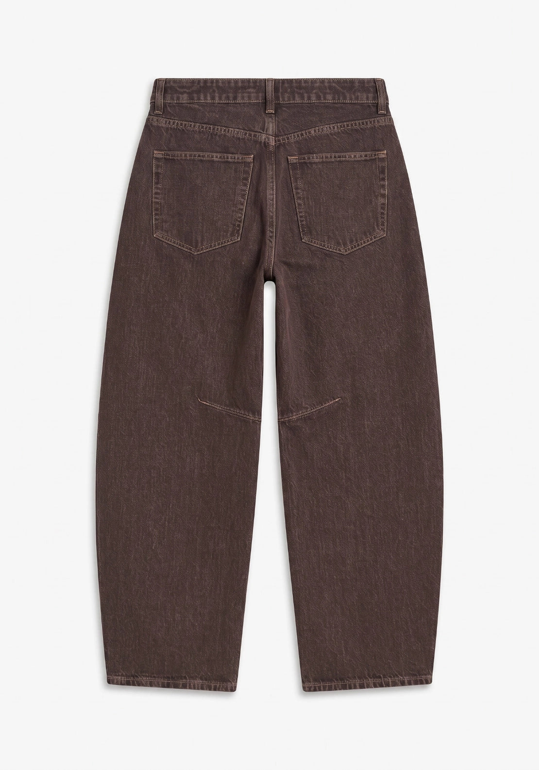 Topshop High-Rise Barrel Leg Jeans - Brown Denim 6 Shaws Department Stores