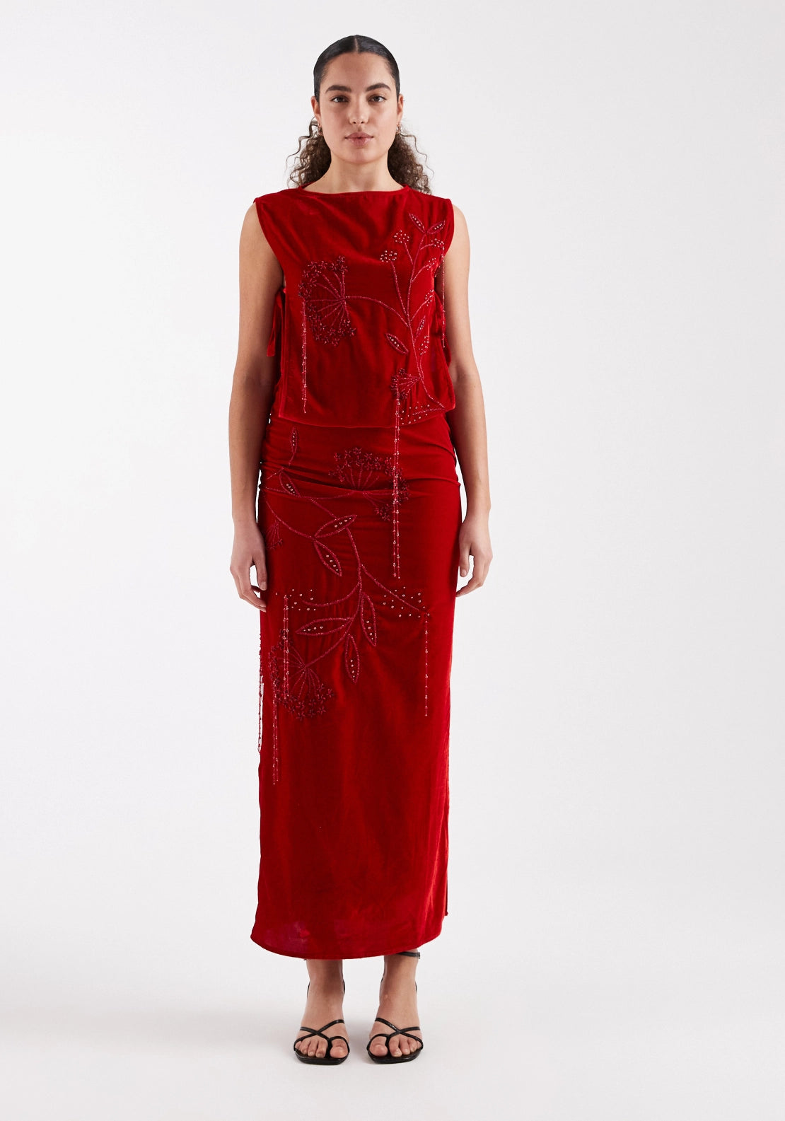 Abelone Velvet Maxi Dress - High Risk Red