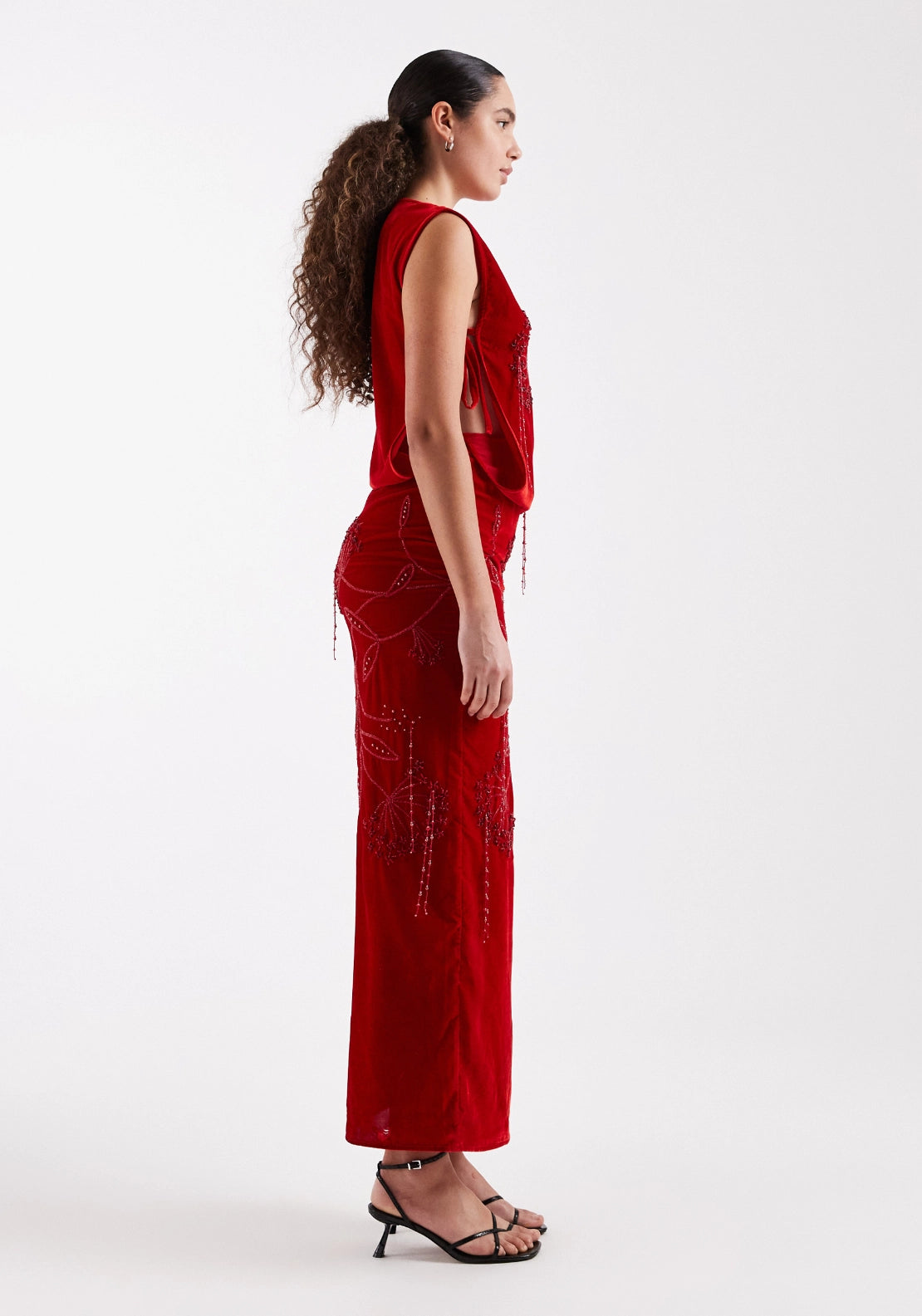 Abelone Velvet Maxi Dress - High Risk Red