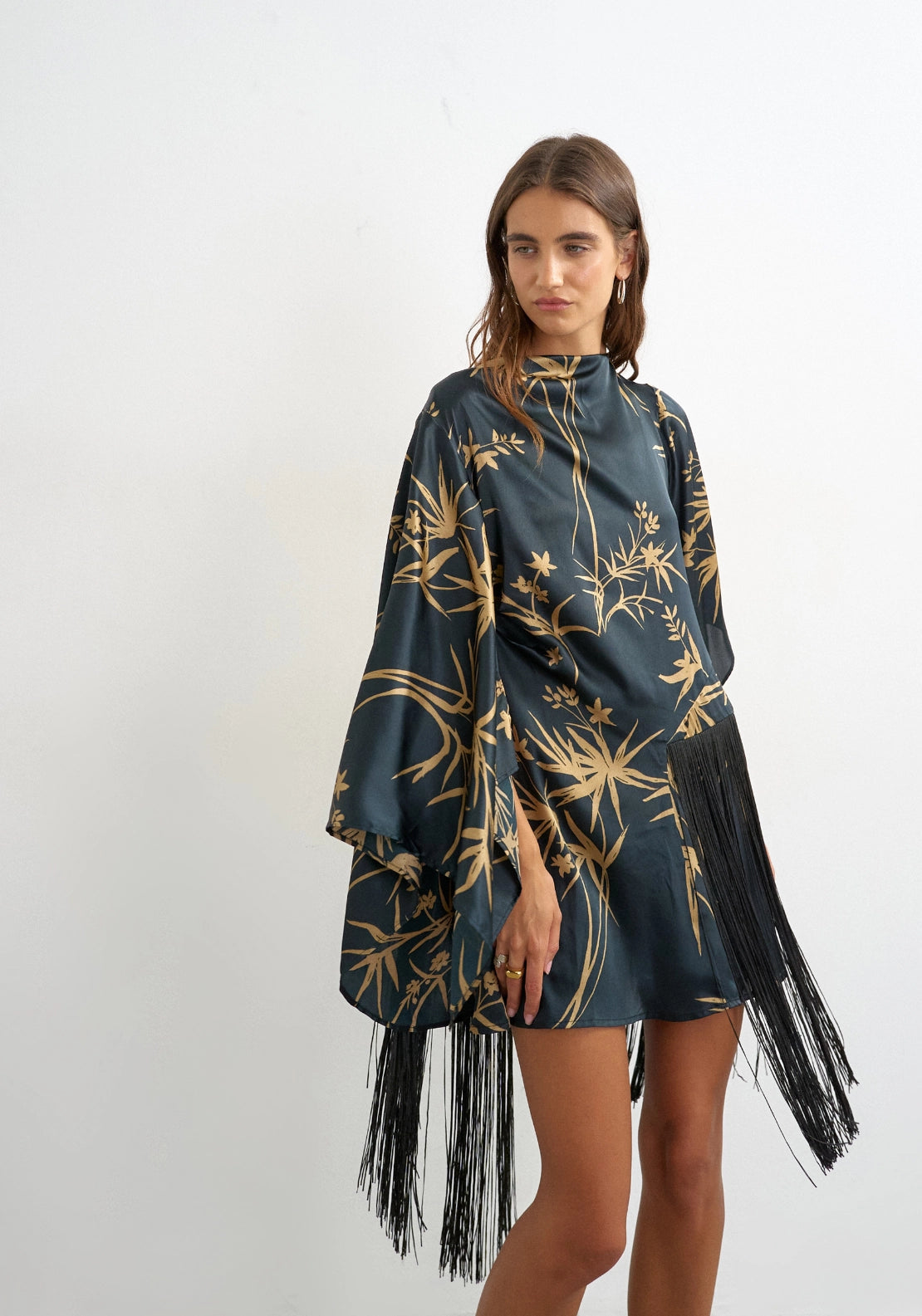 Abenna Fringed Mini Dress - Jet Black