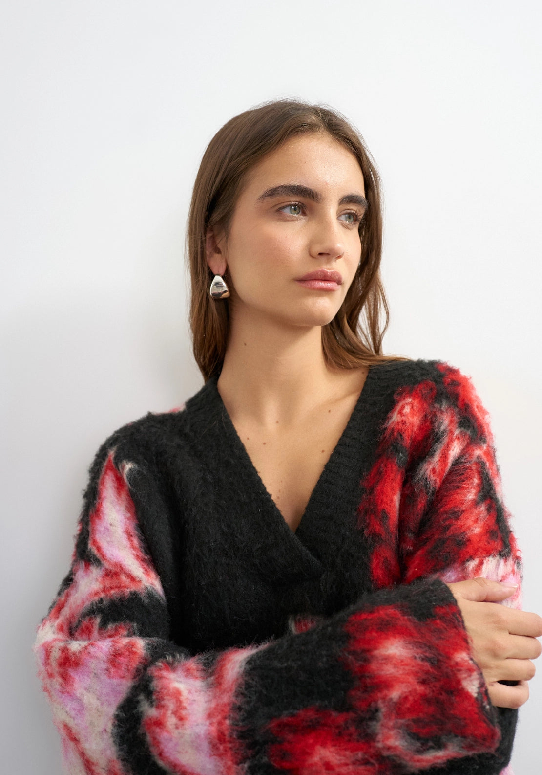 Dija Brushed Flower Jumper - Jet Black