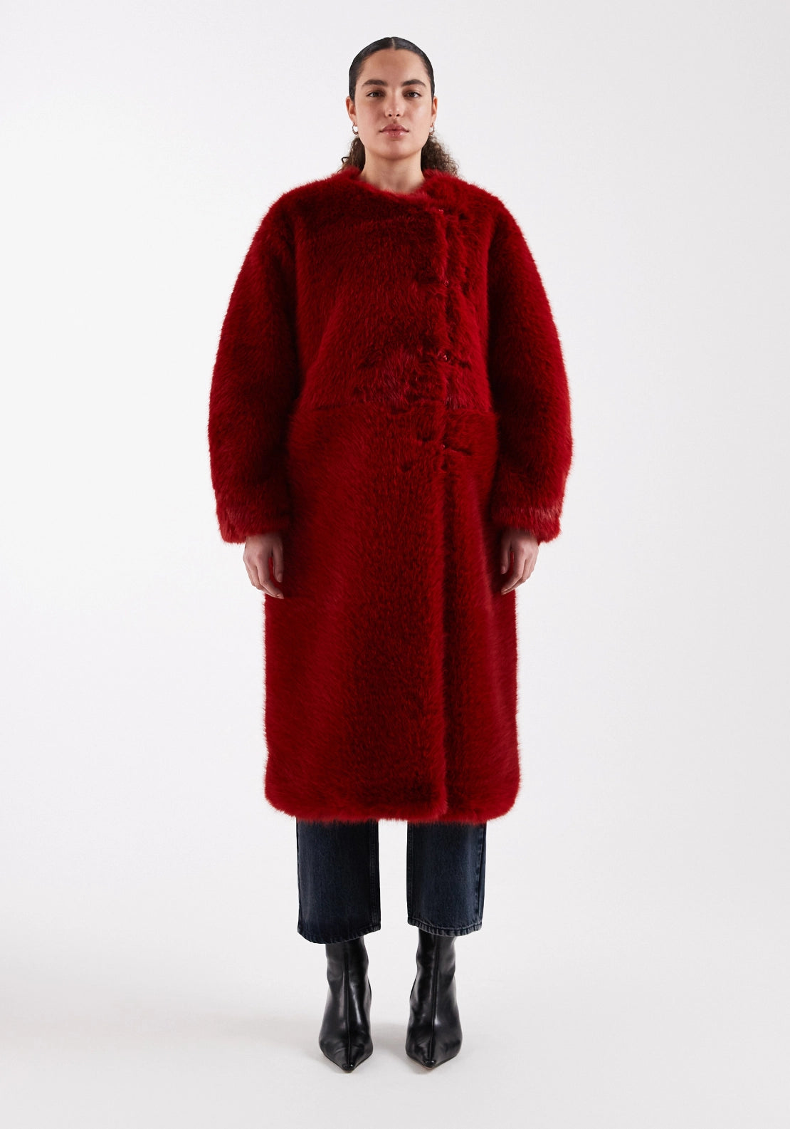 Fruity Oversized Longline Coat - Red