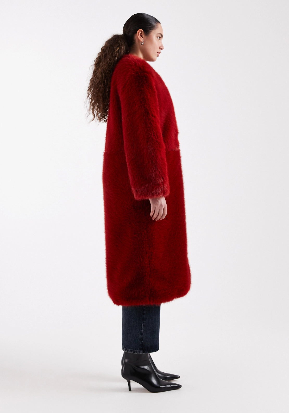 Fruity Oversized Longline Coat - Red