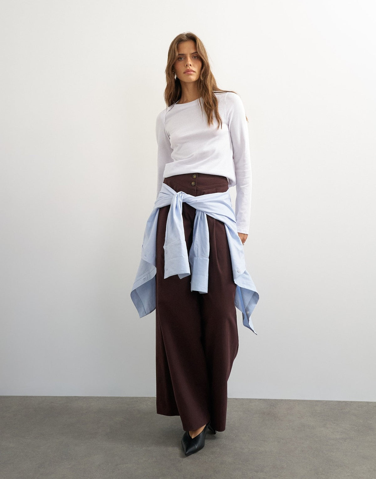 Ara Pintuck Wide Leg Trousers - Eggplant