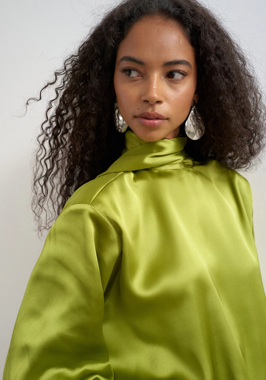Topshop Ceren Satin Scarf Tie Mini Dress - Macaw Green 3 Shaws Department Stores