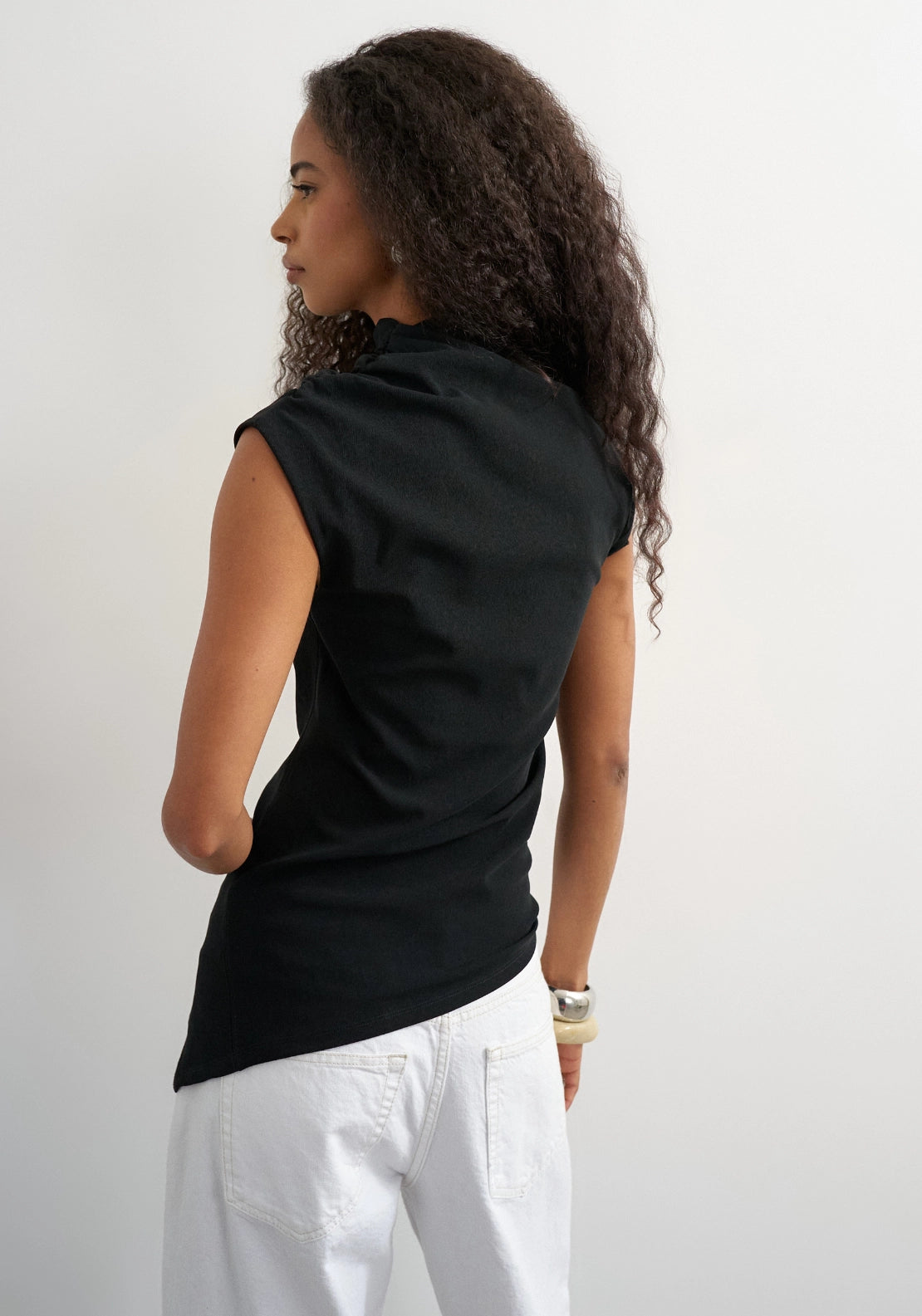 Bellis Short Sleeve Gathered Top - Jet Black