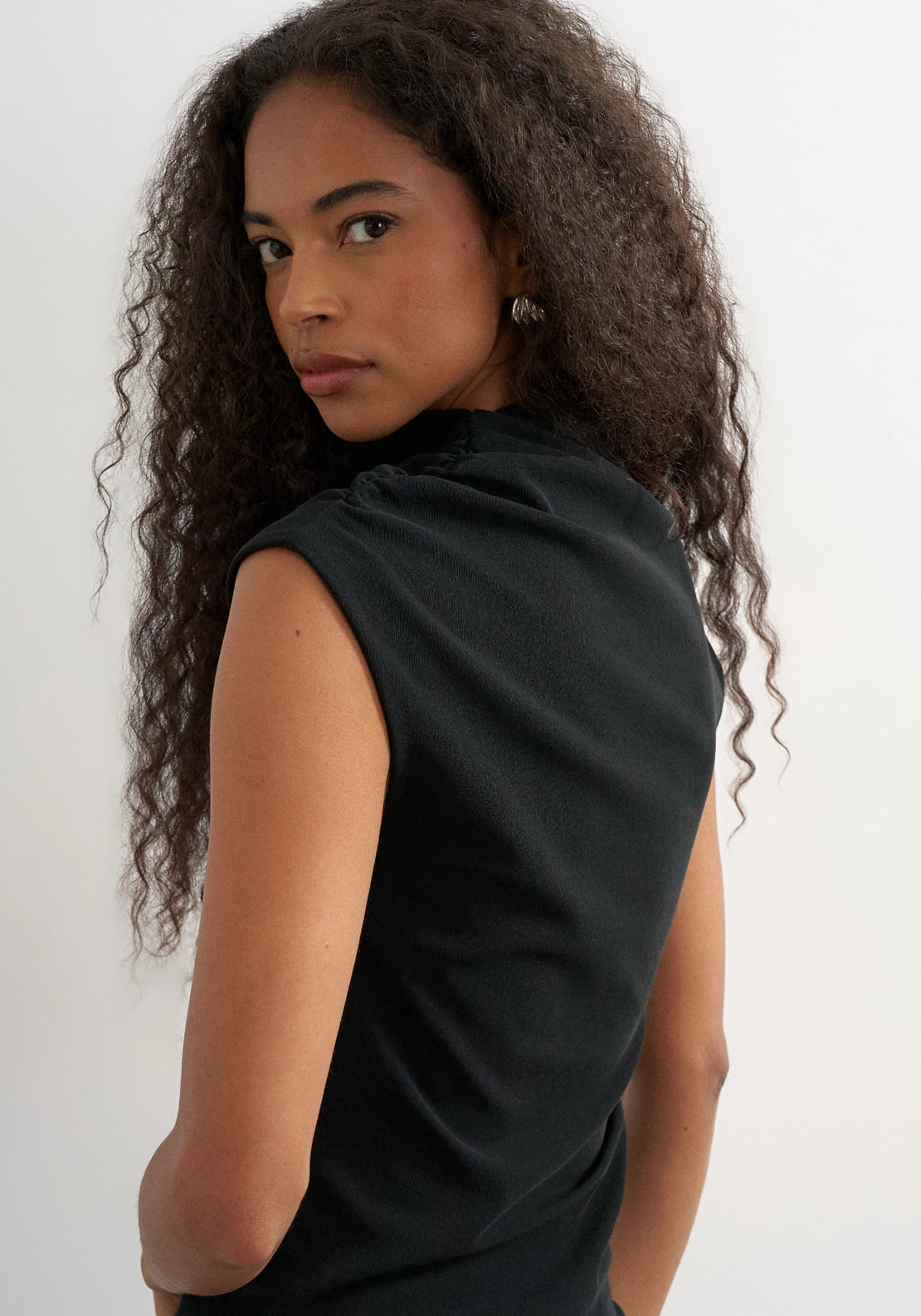 Bellis Short Sleeve Gathered Top - Jet Black
