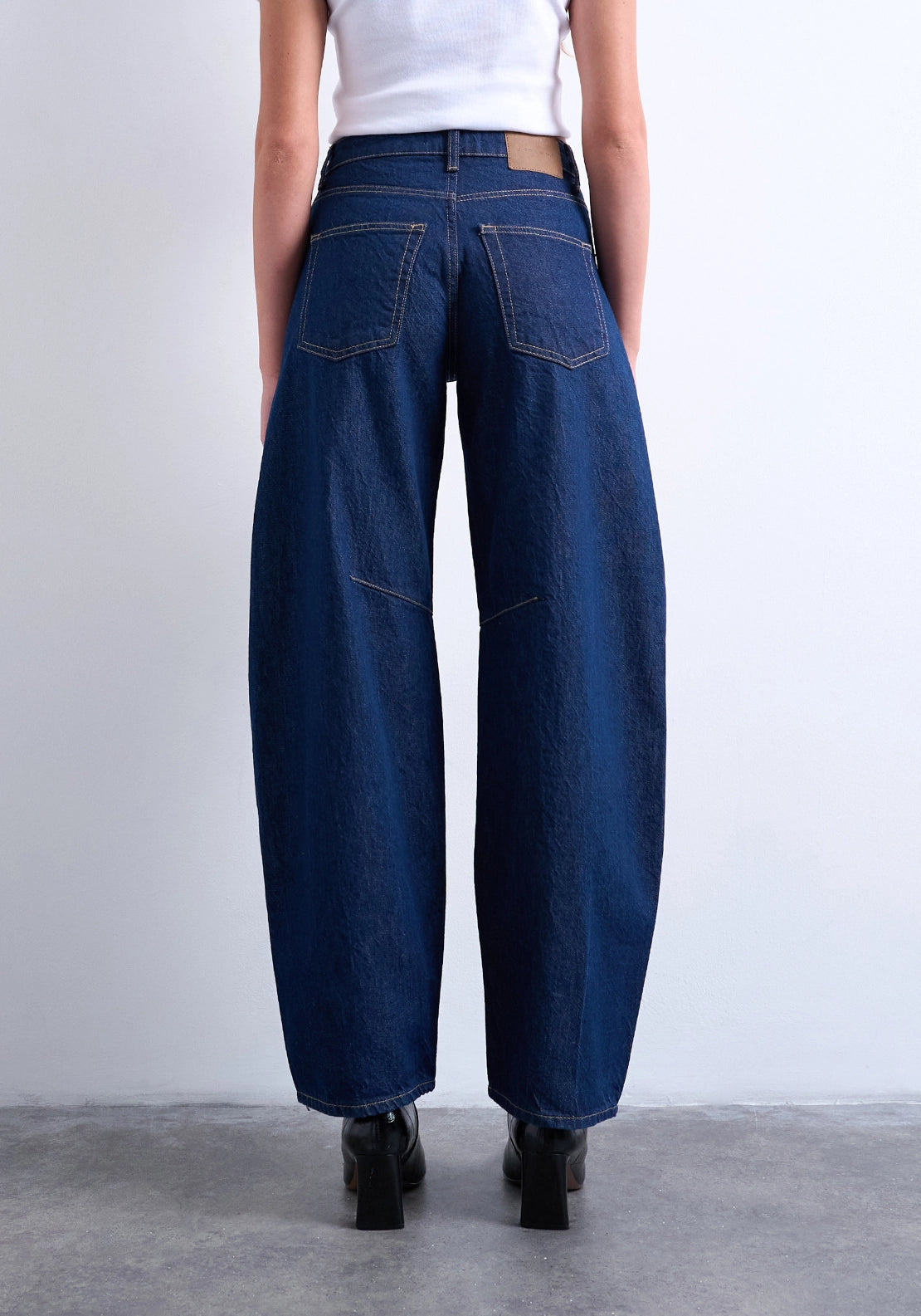 Topshop High-Rise Barrel Leg Jeans - Blue Denim 2 Shaws Department Stores