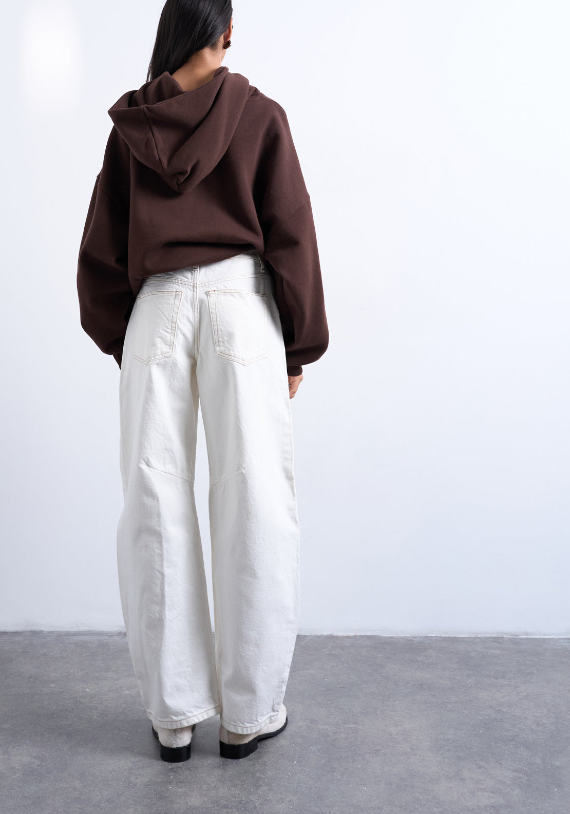 Topshop Barrel High Rise Denim Jeans - Cream 2 Shaws Department Stores