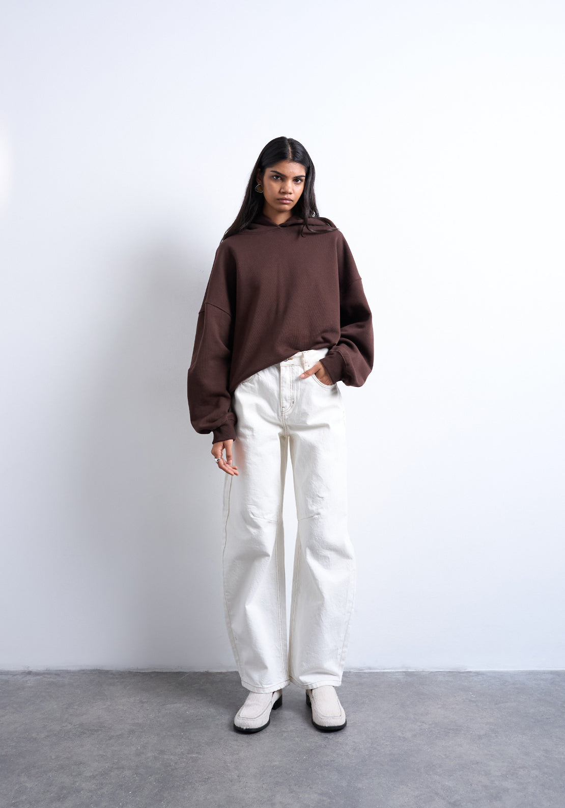 Topshop Barrel High Rise Denim Jeans - Cream 5 Shaws Department Stores