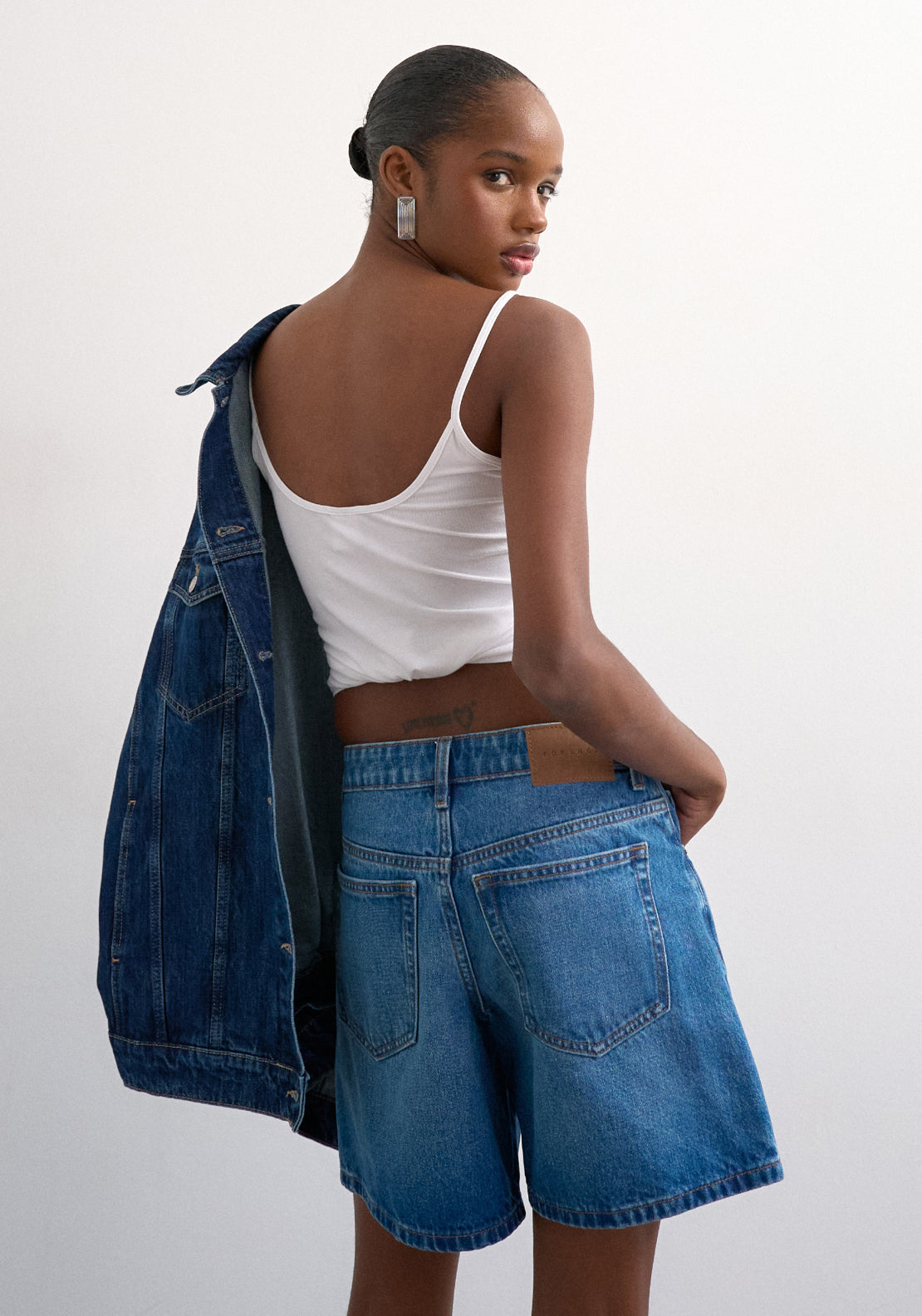 Topshop Vigga High Rise Denim Shorts - Blue Denim 2 Shaws Department Stores