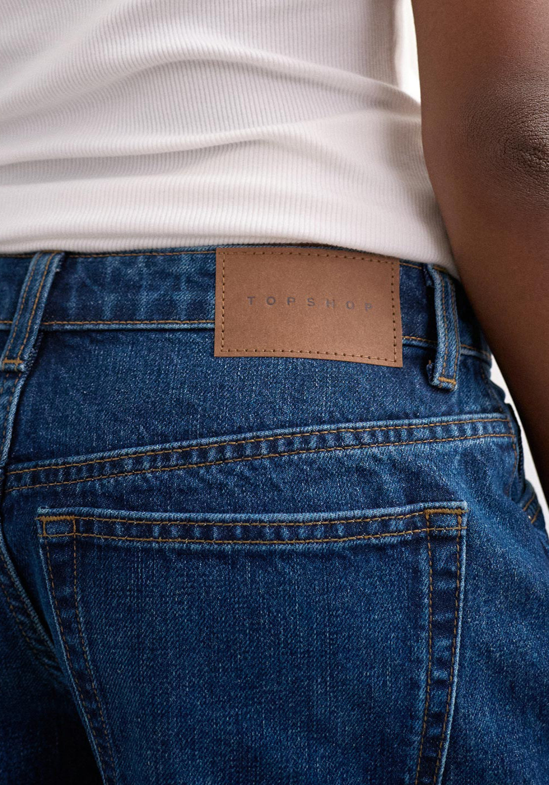 Topshop Vigga High Rise Denim Shorts With Zip Fastening - Blue Denim 4 Shaws Department Stores