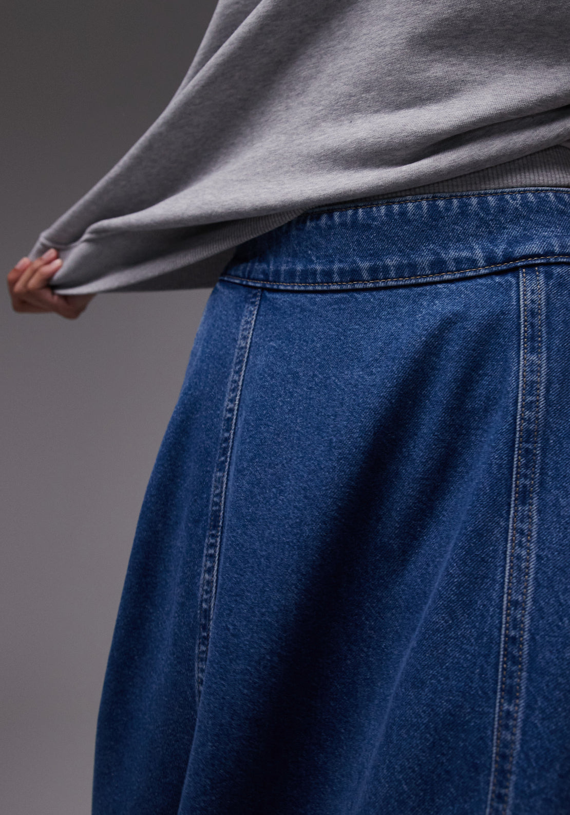 Topshop Elina High Rise Ankle Denim Skirt - Blue Denim 4 Shaws Department Stores
