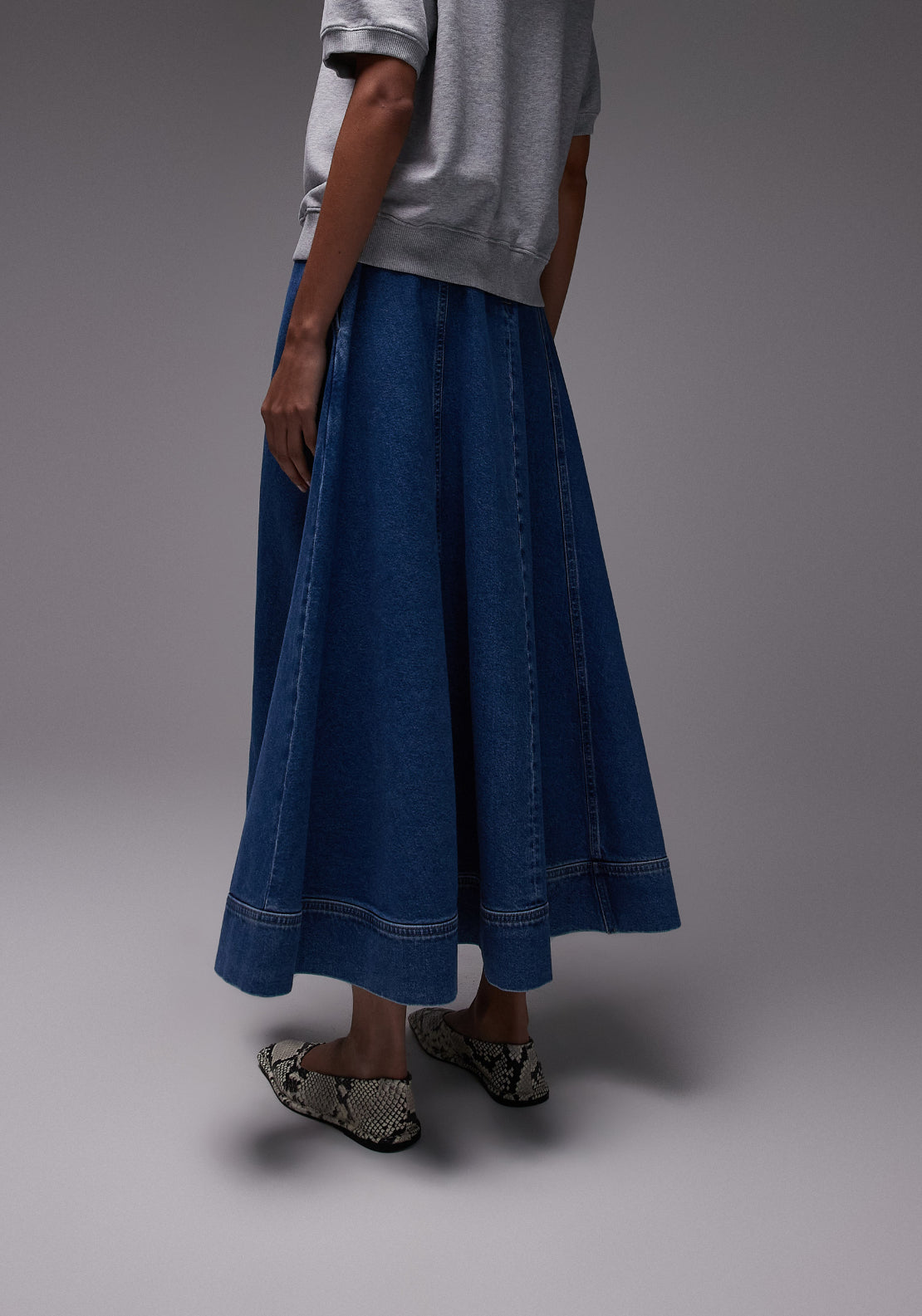 Topshop Elina High Rise Ankle Denim Skirt - Blue Denim 2 Shaws Department Stores