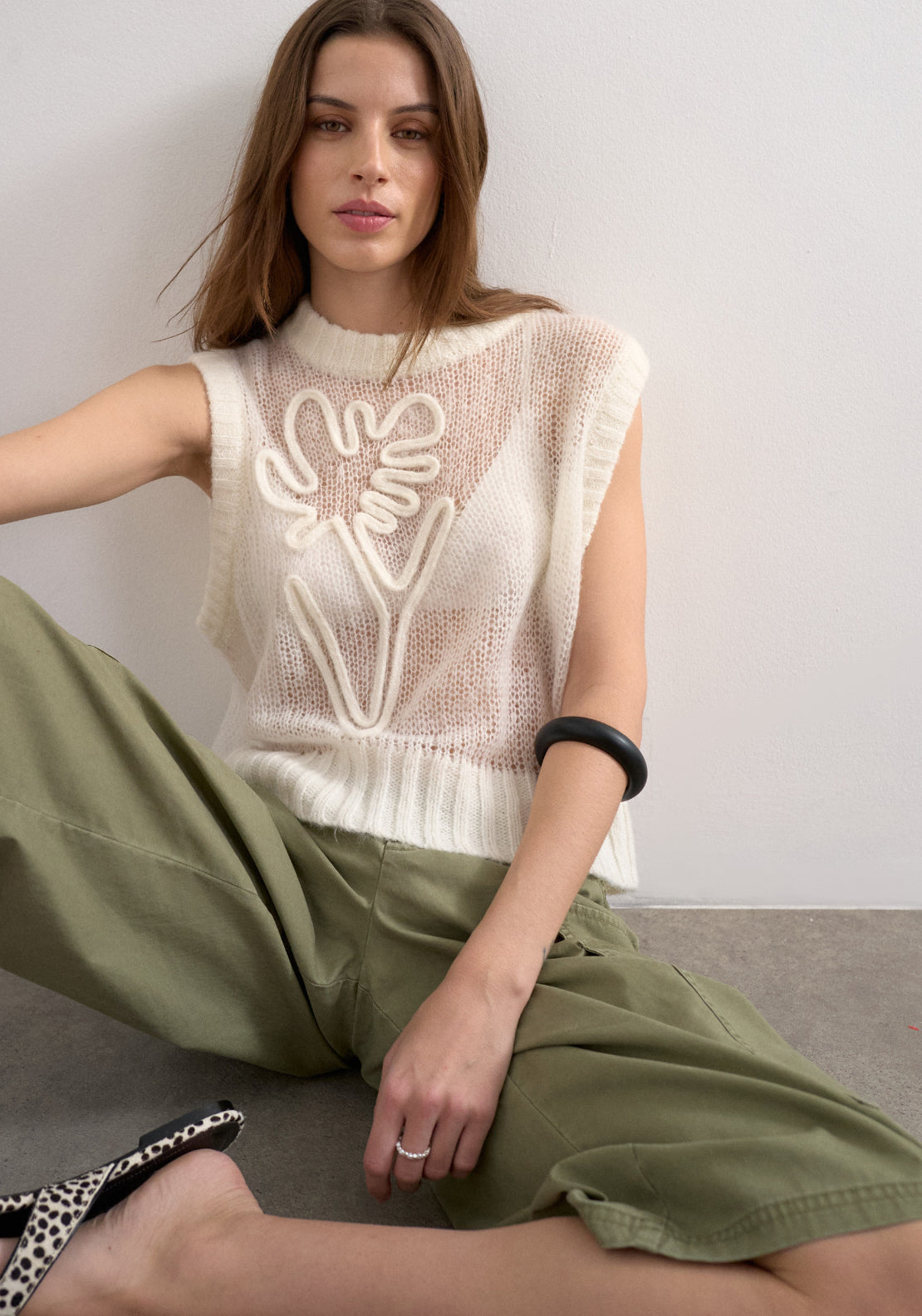 Topshop Josephine Embroidered Sleeveless O-Neck Vest - White 3 Shaws Department Stores