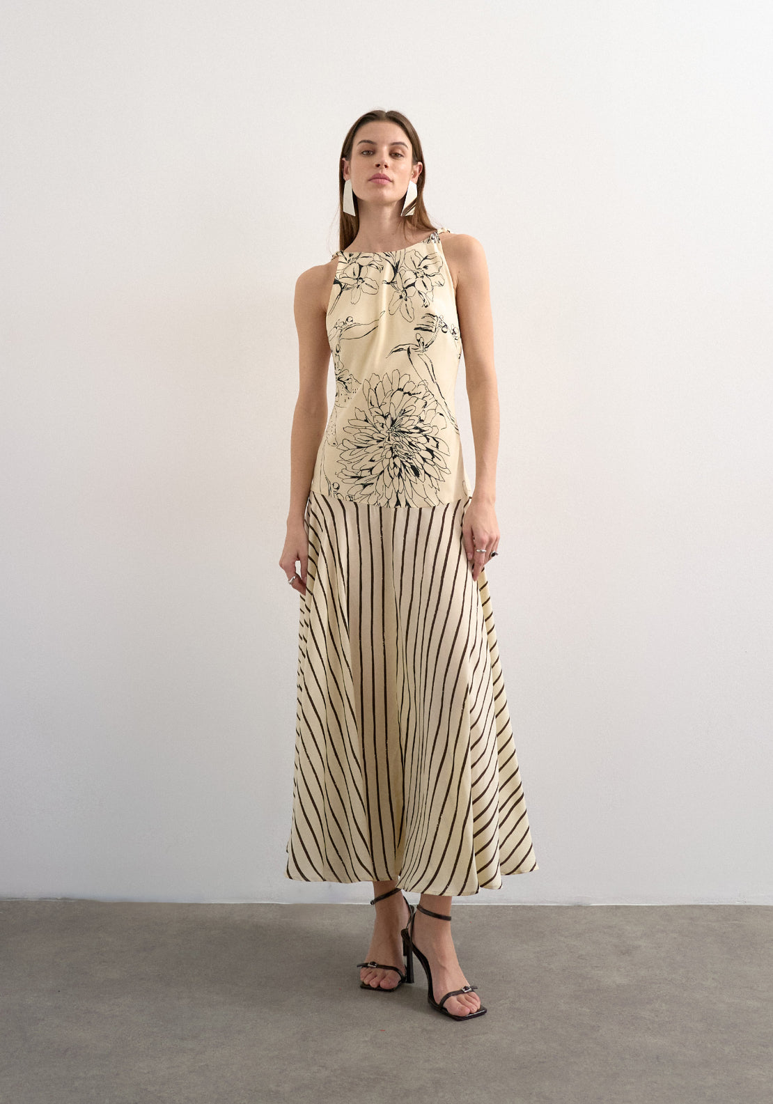 Topshop Mille Sleeveless Maxi Dress - Oyster White 1 Shaws Department Stores
