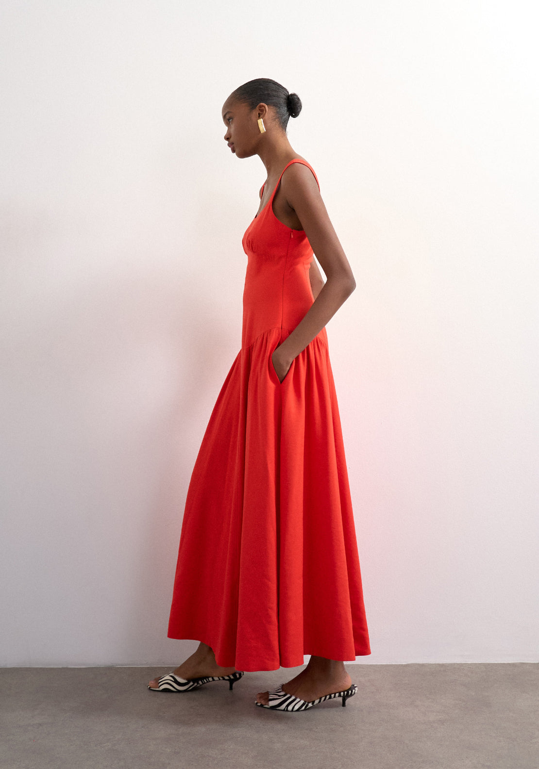 Topshop Viola Sleeveless Maxi Dress - Fiery Red 3 Shaws Department Stores