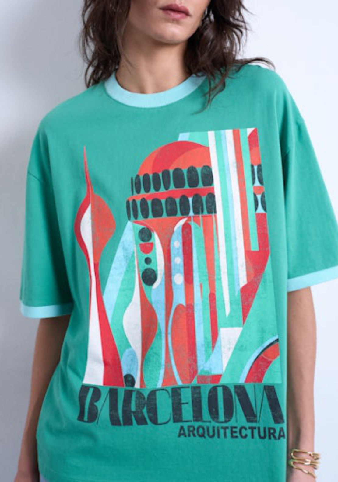 Topshop Emily Short Sleeve Graphic Oversized T-Shirt - Bright Green 3 Shaws Department Stores