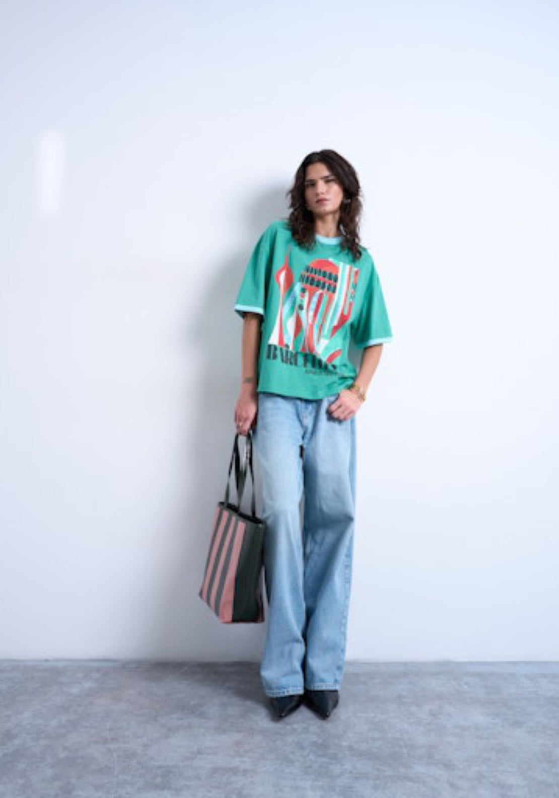 Topshop Emily Short Sleeve Graphic Oversized T-Shirt - Bright Green 4 Shaws Department Stores